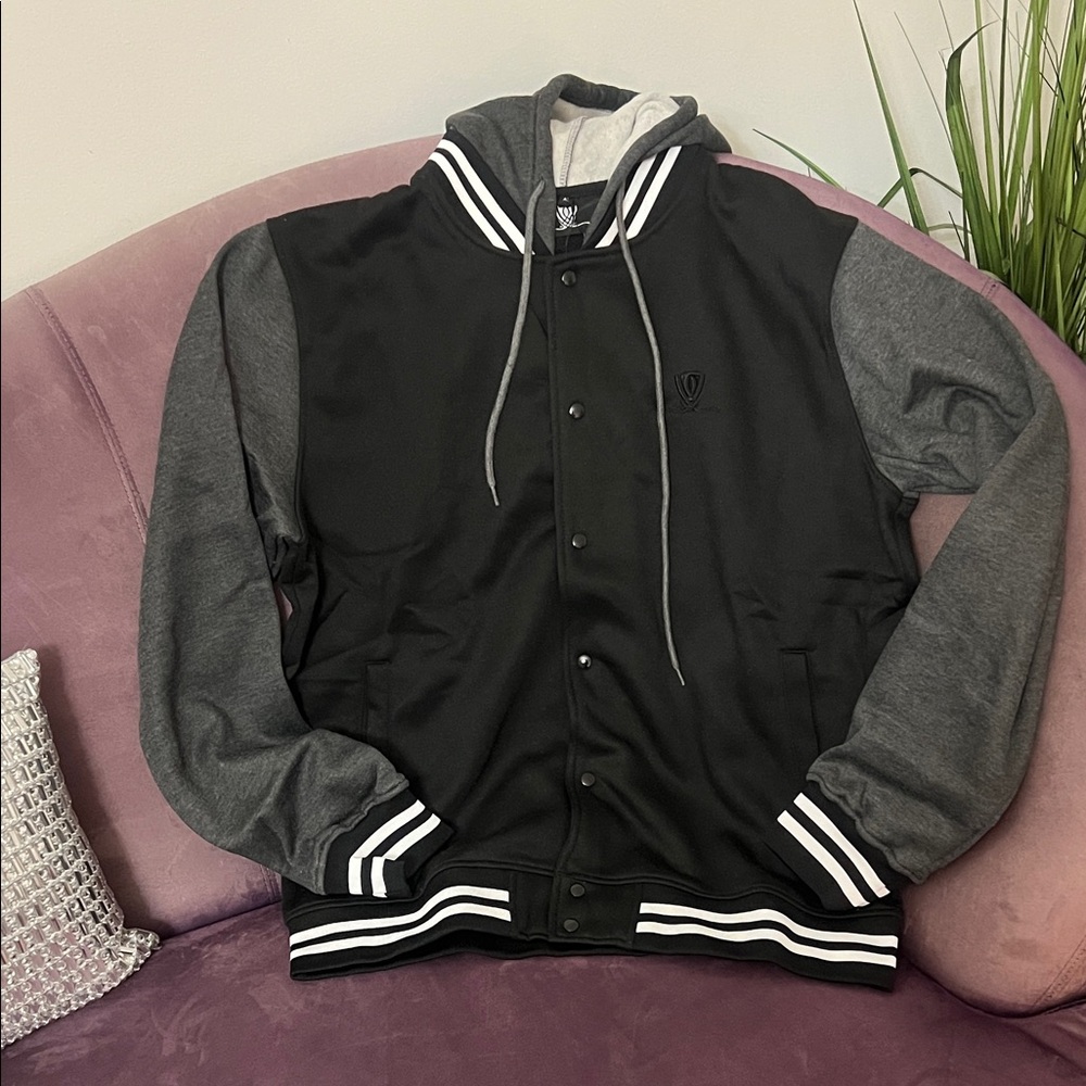 Encore Jeans Black and Gray Bomber Jacket